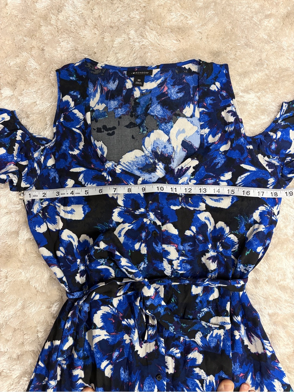 I 🩷 Ronson Women’s Blue Button-Down Floral A-Line Dress: Great Condition - Picture 4 of 10